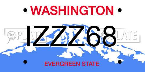 IZZZ68 Washington License Plate