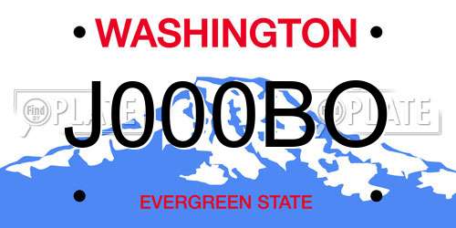 J000BO Washington License Plate