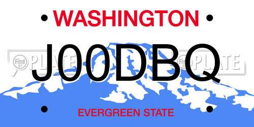 J00DBQ Washington License Plate