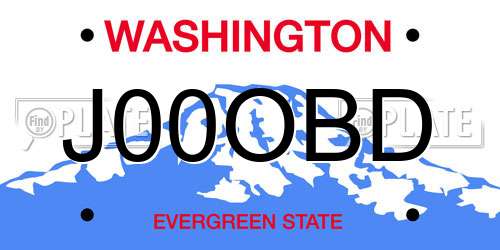 J00OBD Washington License Plate
