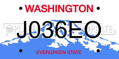 J036EO Washington License Plate