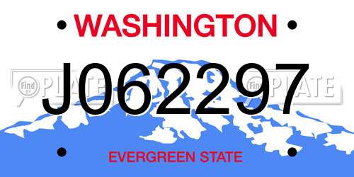 J062297 Washington License Plate