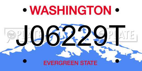 J06229T Washington License Plate