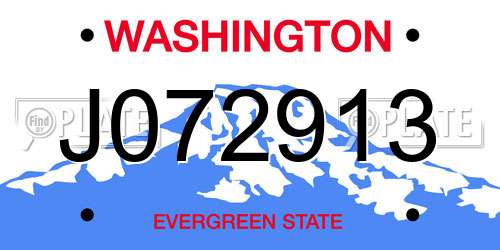 J072913 Washington License Plate
