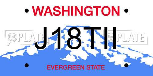 J18TII Washington License Plate