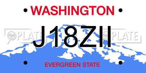 J18ZII Washington License Plate