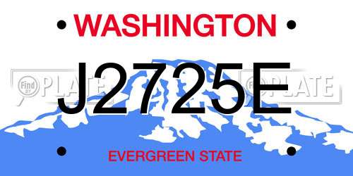 J2725E Washington License Plate