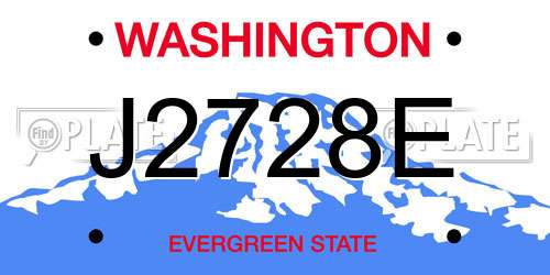 J2728E Washington License Plate
