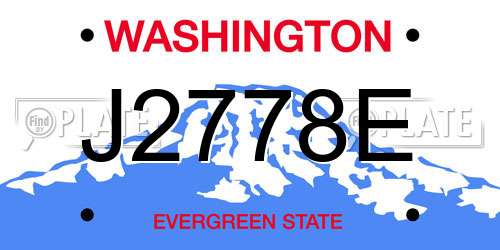 J2778E Washington License Plate