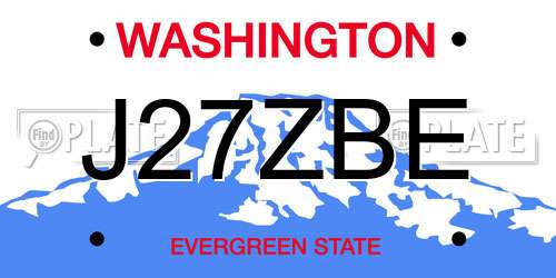 J27ZBE Washington License Plate
