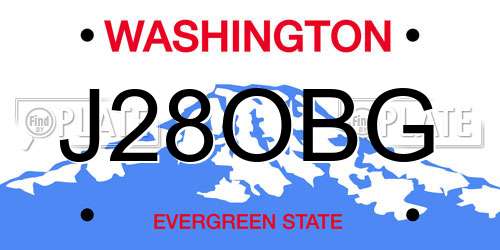 J28OBG Washington License Plate