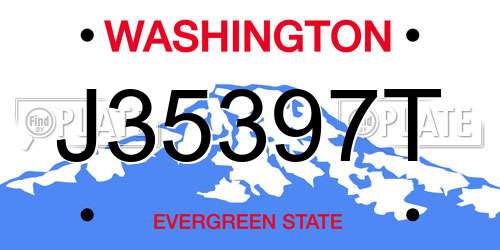 J35397T Washington License Plate