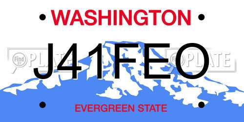 J41FEO Washington License Plate