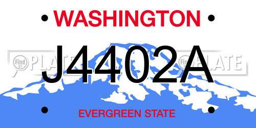 J4402A Washington License Plate
