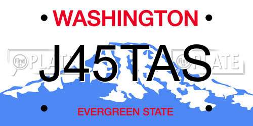 J45TAS Washington License Plate
