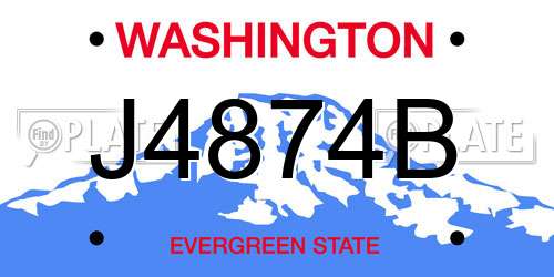 J4874B Washington License Plate