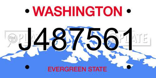 J487561 Washington License Plate