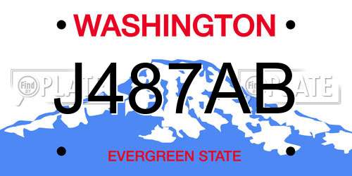 J487AB Washington License Plate