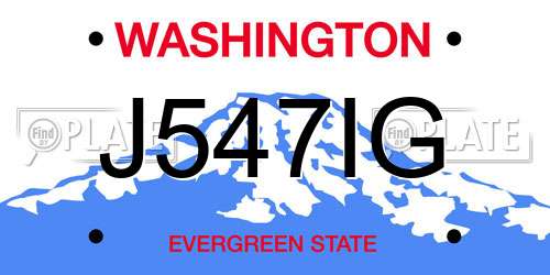 J547IG Washington License Plate