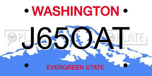 J65OAT Washington License Plate