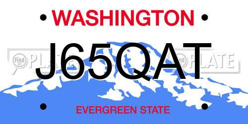 J65QAT Washington License Plate