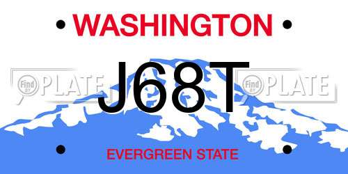 J68T Washington License Plate