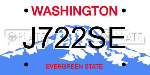 J722SE Washington License Plate