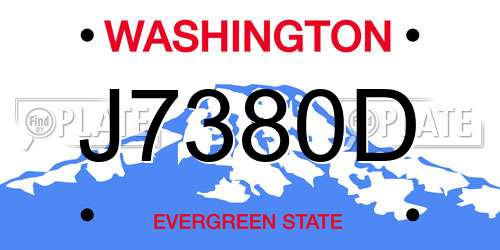 J7380D Washington License Plate