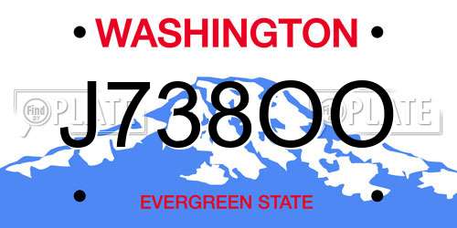 J738OO Washington License Plate