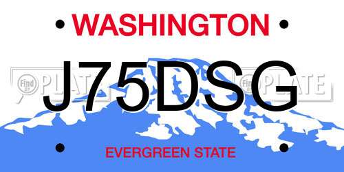 J75DSG Washington License Plate
