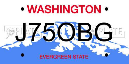 J75OBG Washington License Plate