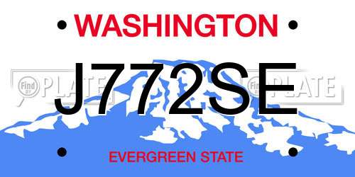 J772SE Washington License Plate