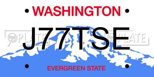 J77TSE Washington License Plate