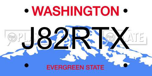 J82RTX Washington License Plate