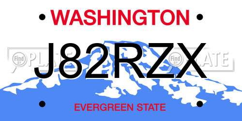J82RZX Washington License Plate