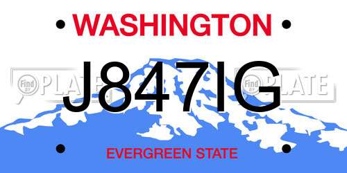 J847IG Washington License Plate