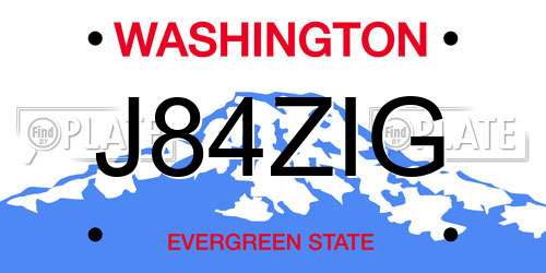 J84ZIG Washington License Plate