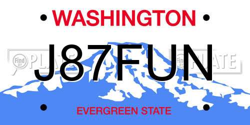 J87FUN Washington License Plate