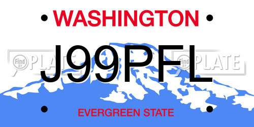 J99PFL Washington License Plate