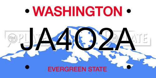 JA4O2A Washington License Plate