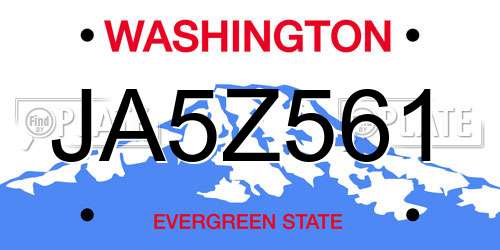 JA5Z561 Washington License Plate