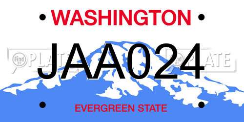 JAA024 Washington License Plate