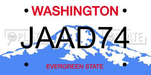 JAAD74 Washington License Plate