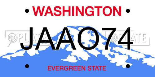 JAAO74 Washington License Plate