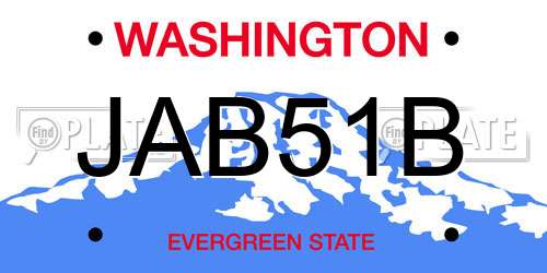 JAB51B Washington License Plate