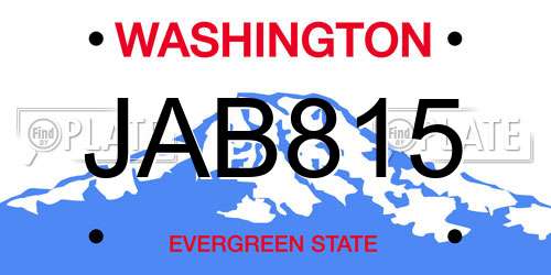 JAB815 Washington License Plate