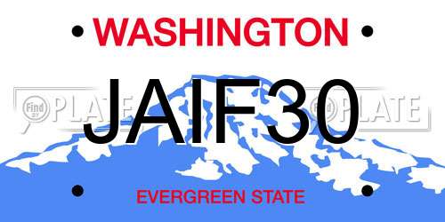 JAIF30 Washington License Plate