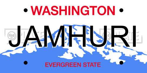JAMHURI Washington License Plate