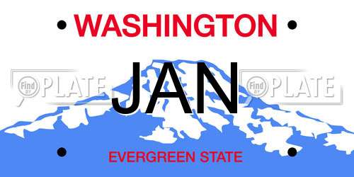 JAN Washington License Plate