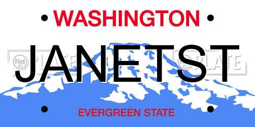 JANETST Washington License Plate